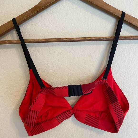 MeUndies FeelFree Triangle Bralette Buffalo Plaid Red and Black Print Size S - Picture 5 of 8